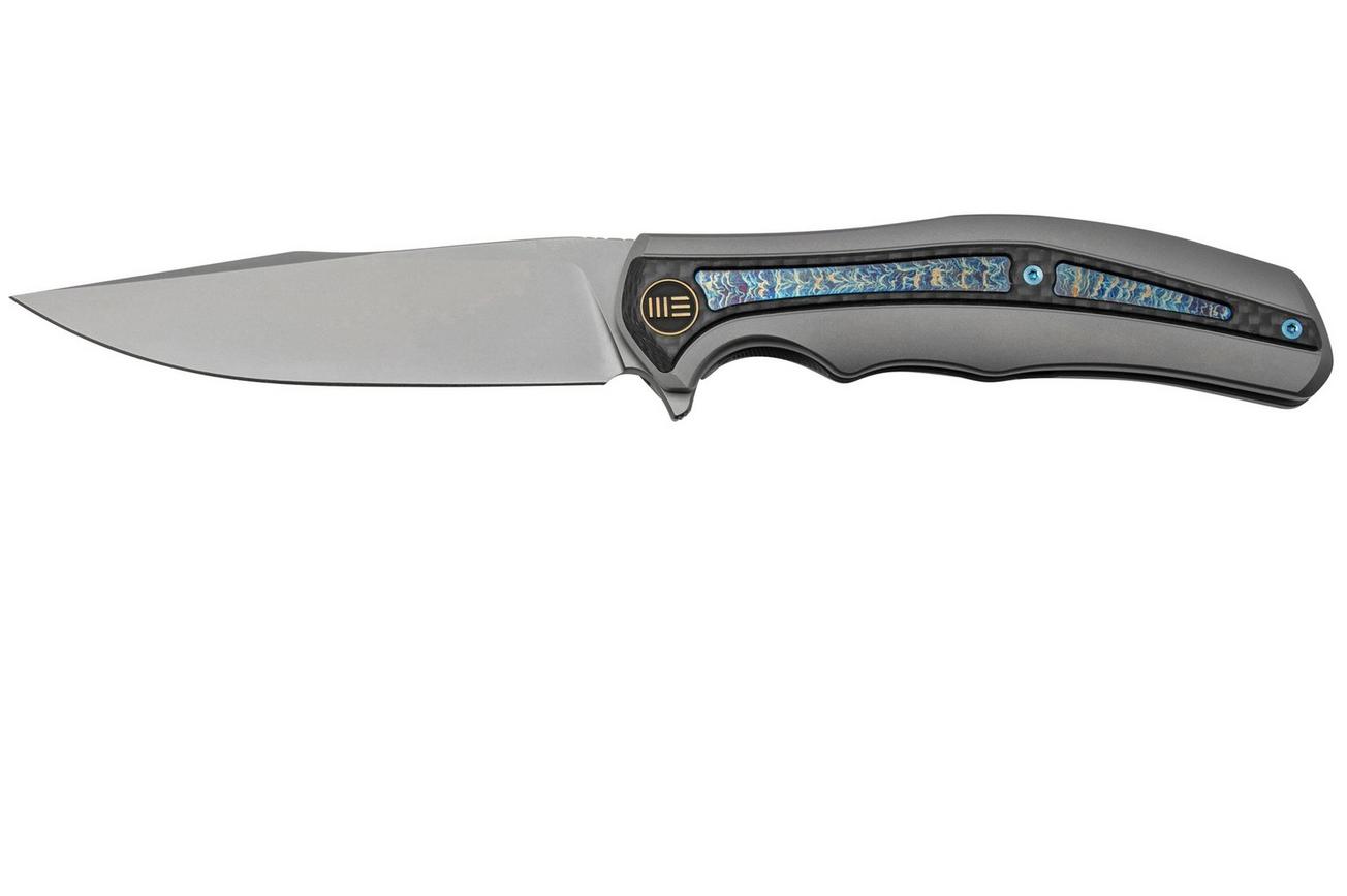 WE Knife Zonda WE22016-2 Gray Titanium, Twill Carbon Fiber Flamed Titanium, Bead Blasted, zakmes Kellen Bogardus design