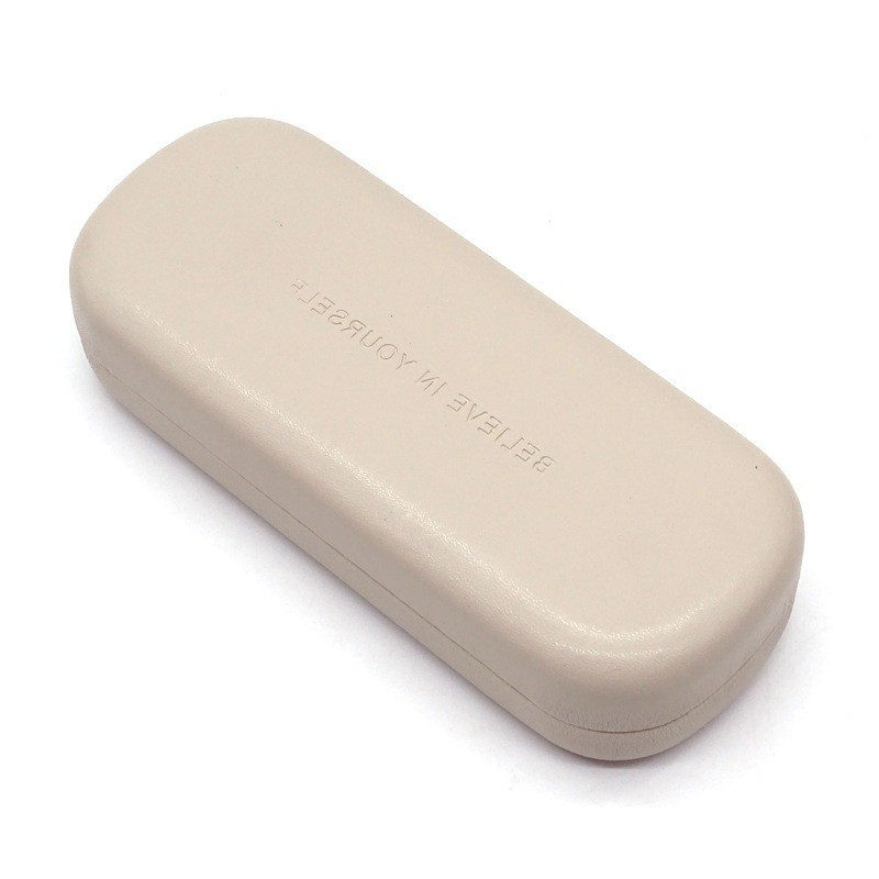 (160x70x35mm) Hardcase Brillenetui Leder Brillenbox für Unterwegs - Beige