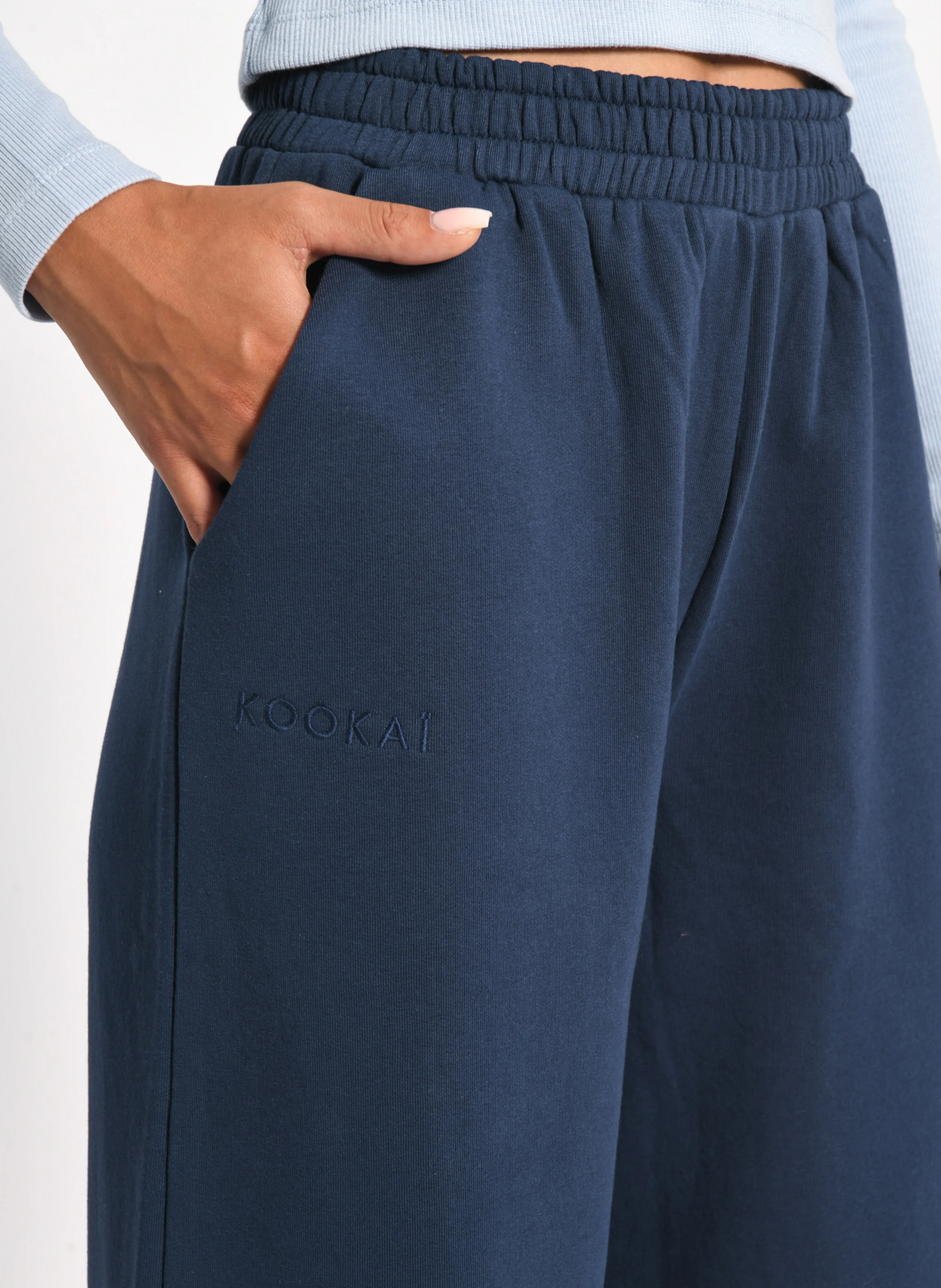 SUZY - Jogging large en coton mélangé | Bleu