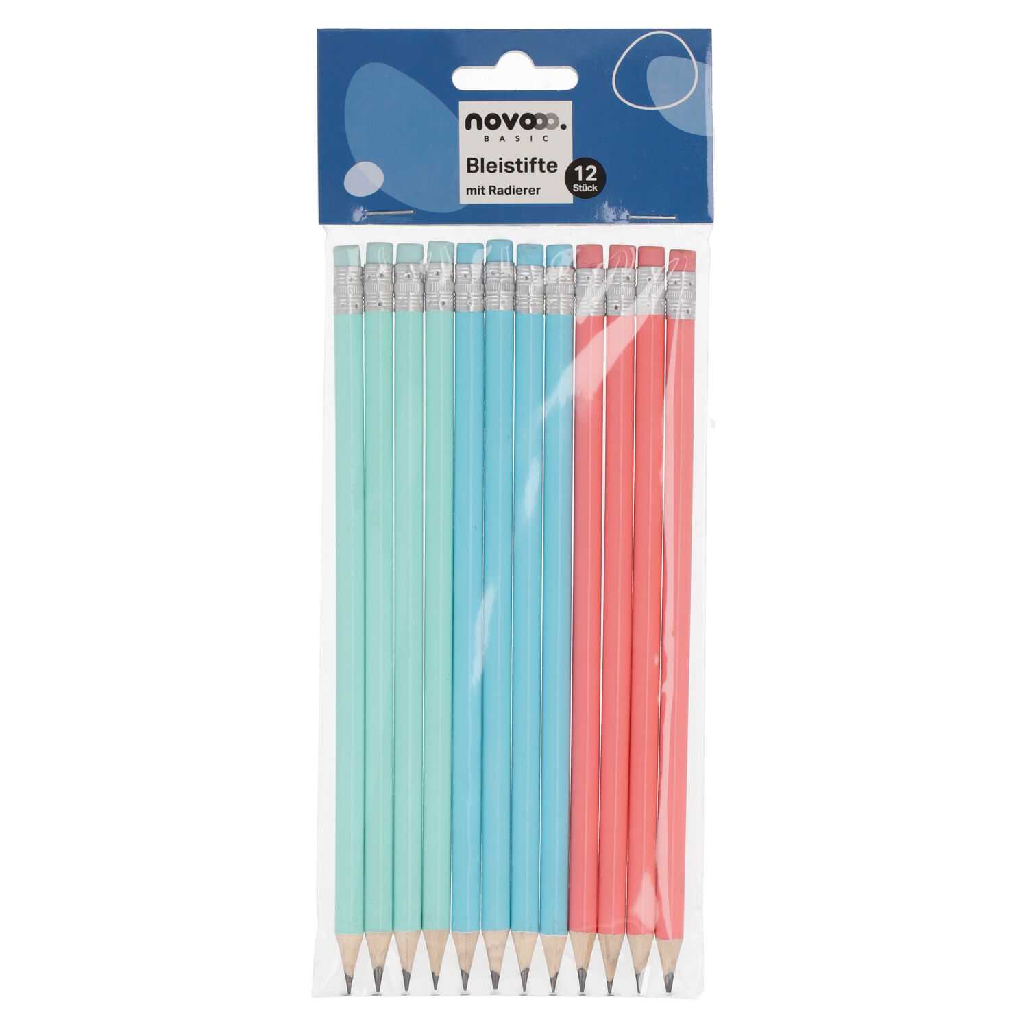 novooo Bleistift 12er m.Radierer, vers. Farben