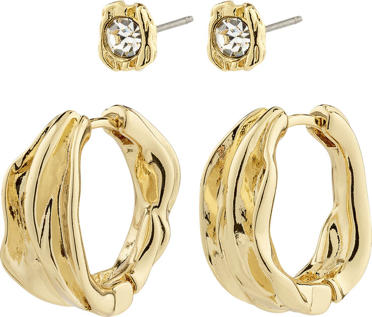 Pilgrim FEEL recycled earrings 2-in-1 set gold-plated Guld