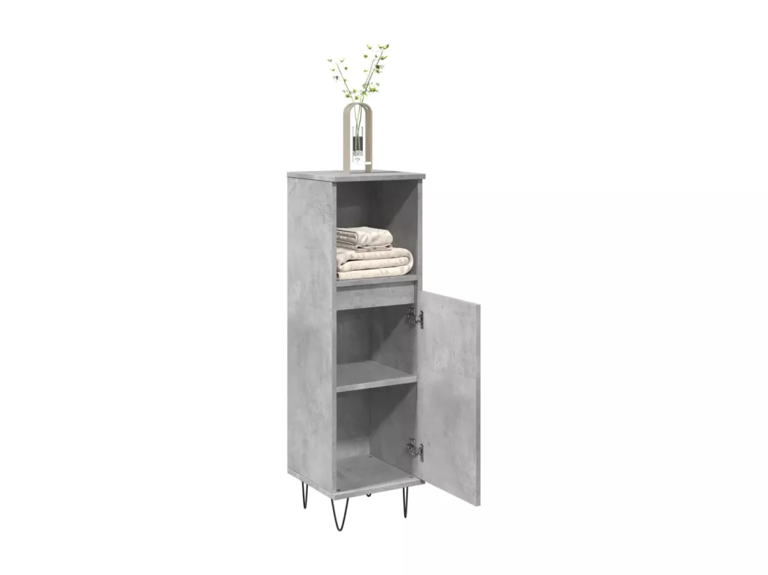 Armoire de salle de bain gris béton 30x30x100 cm