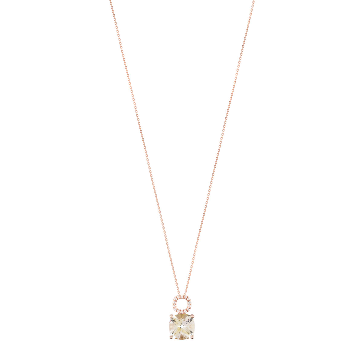 Collier or 375 rose topaze traitée et topazes blanches