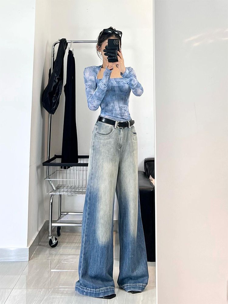Coline - High Rise Gradient Washed Bell Bottom Jeans