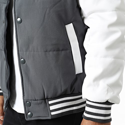 Veste Teddy Gris Anthracite Blanc