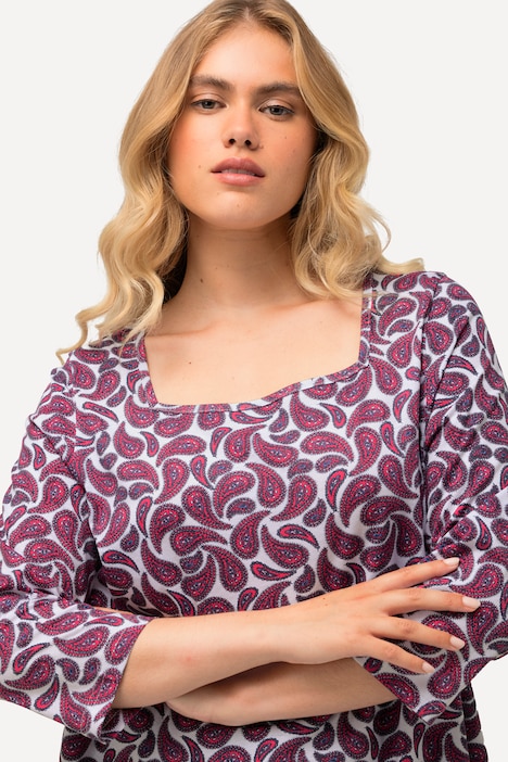 Shirt, Paisleymuster, Carree-Ausschnitt, 3/4-Arm