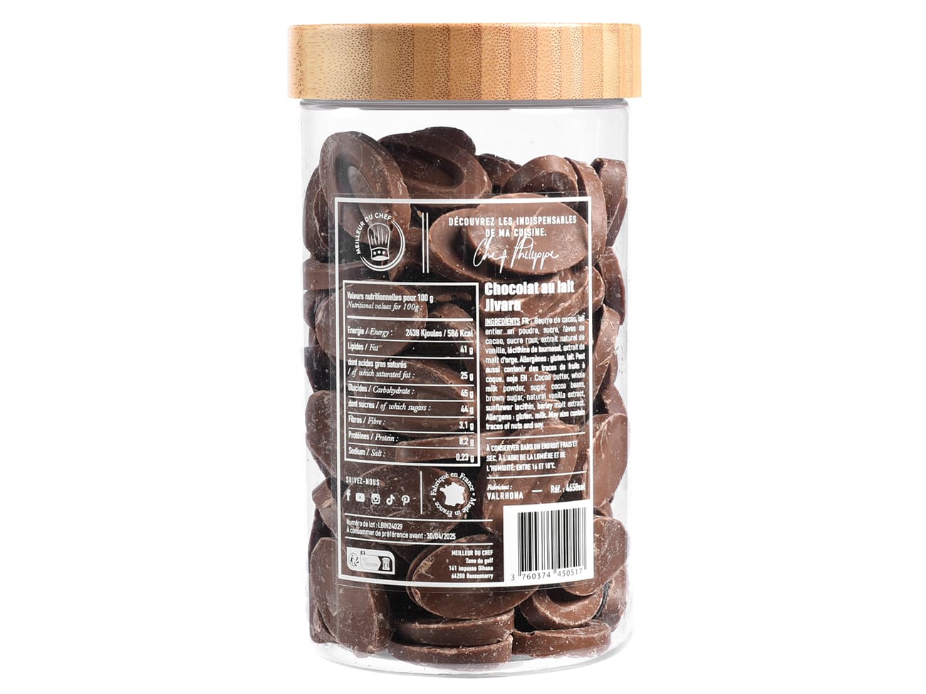 Chocolat au lait Jivara 40% - 500 g - Sélection Chef Philippe - Valrhona