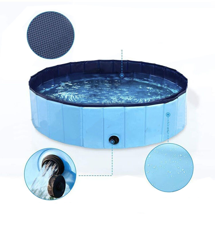 (Ø160cm) Hunde Pool Haustier Schwimmbad Faltbares Sommer Planschbecken - Blau