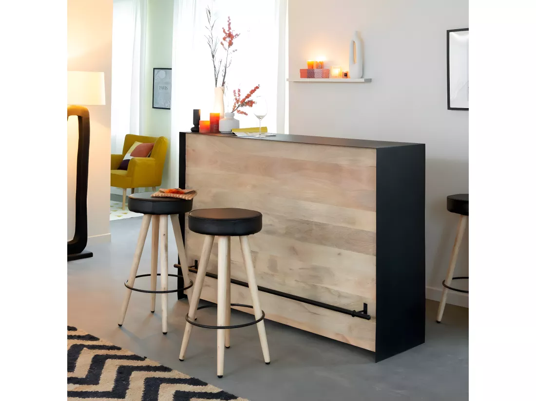 Meuble bar en bois de manguier et métal Bonifacio