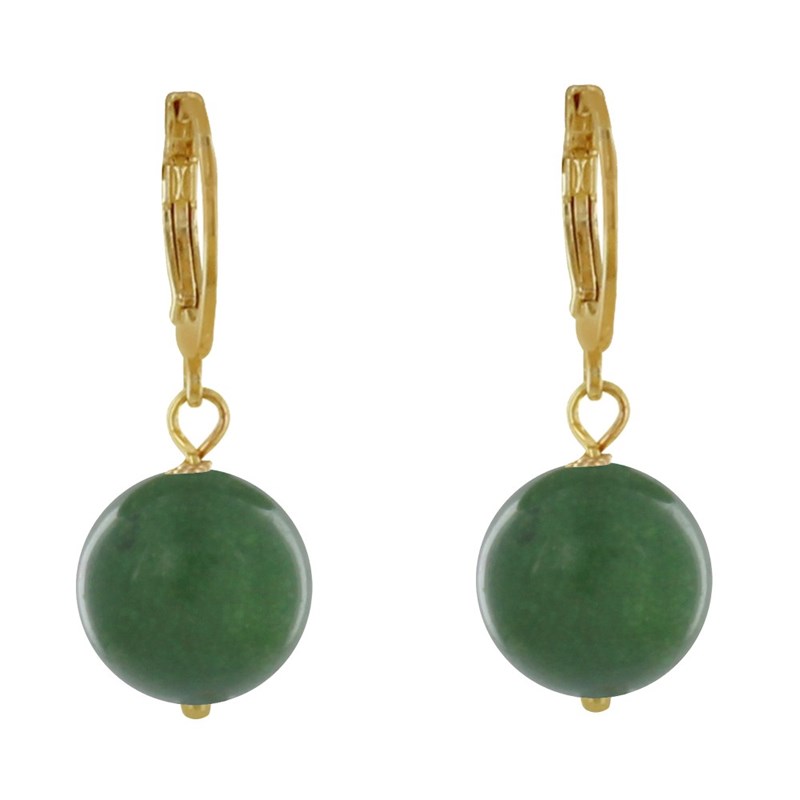 Boucles d'Oreilles Mini Créoles Plaqué Or et Perle de Jade