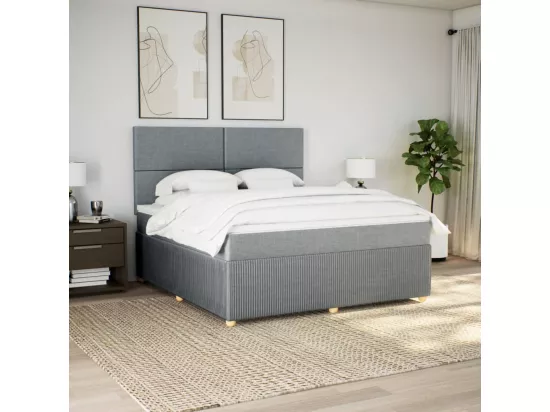 Sommier à lattes de lit avec matelas Gris clair 180x200cm Tissu