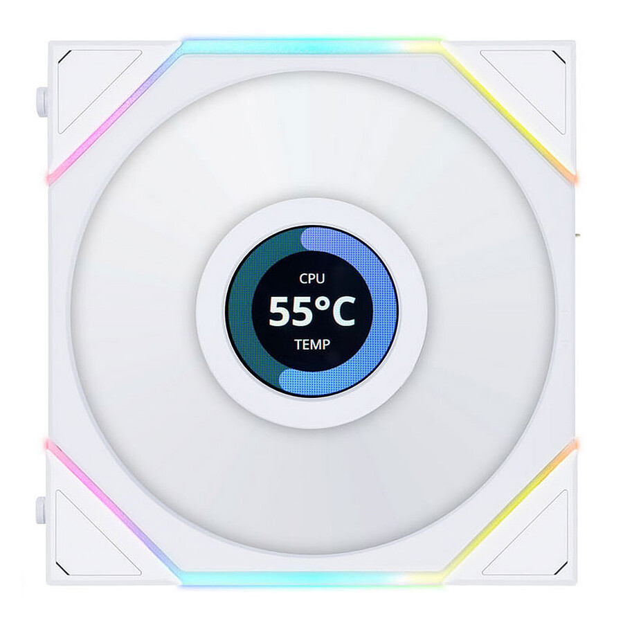Lian Li Uni Fan TL120 LCD Reverse Blade - Blanc - Pack de 3 + Contrôleur