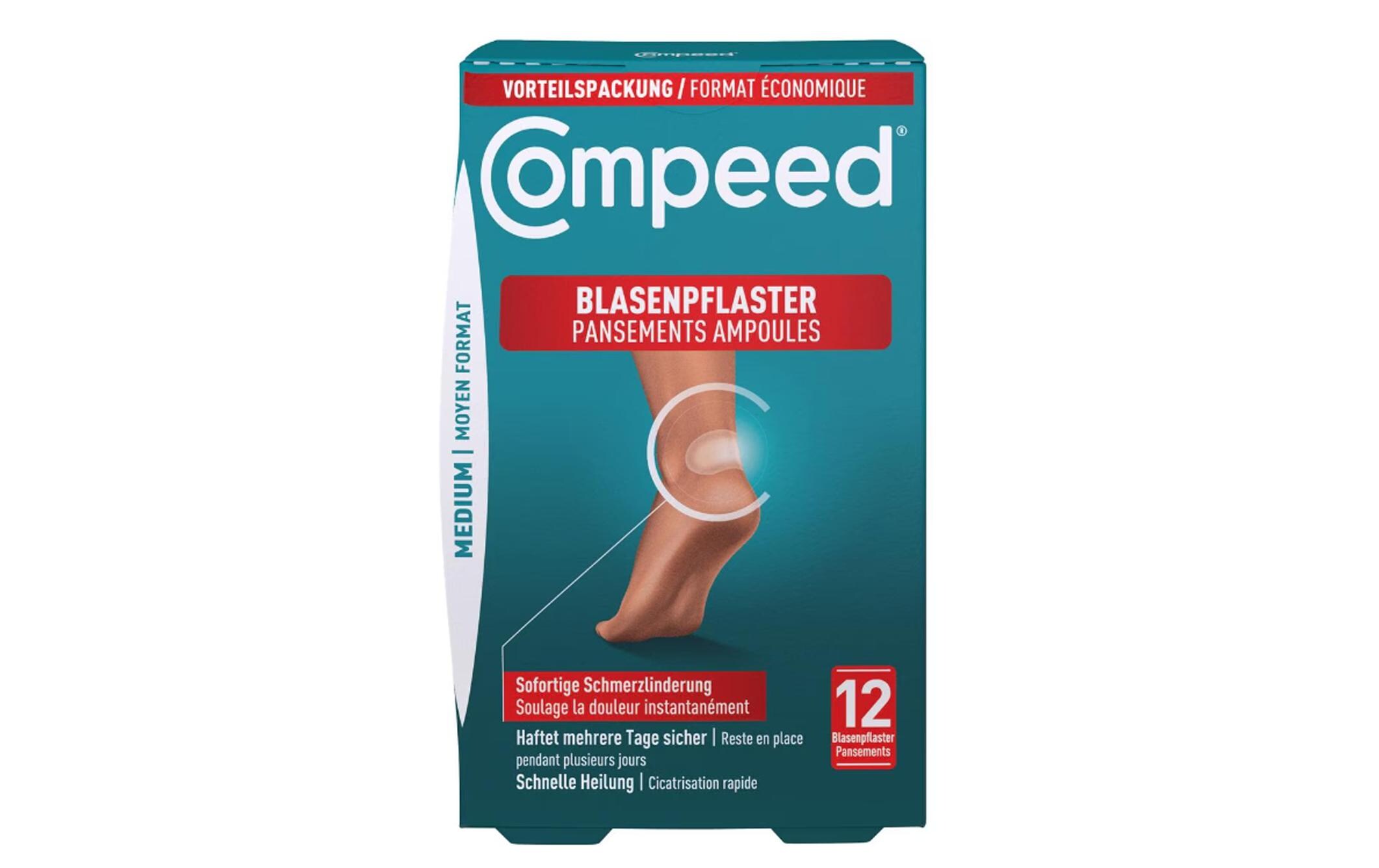 Blasenpflaster Medium 6.8 x 4.2 cm, 12 StückFeuchtigkeitsabsorbierende, hygienische Pflaster für sofortige Schmerzlinderung