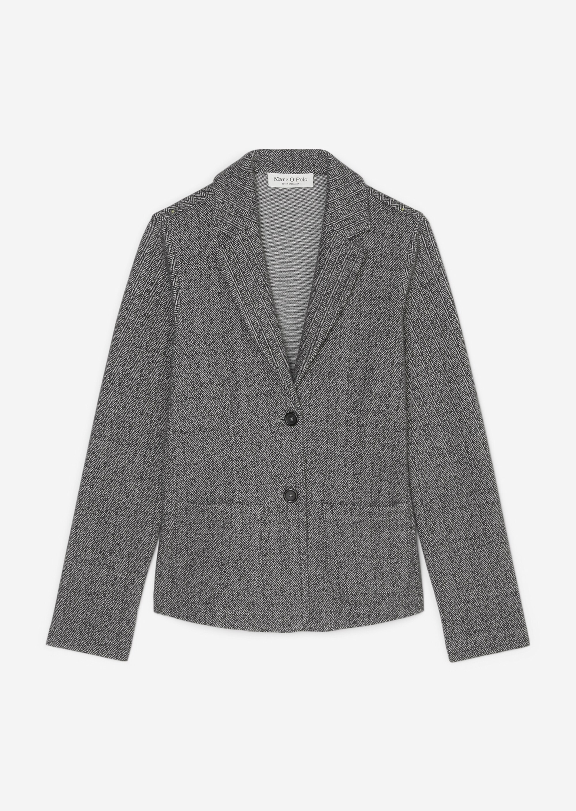 Jersey-Blazer mit Fischgrätmuster aus Organic Cotton-Mix