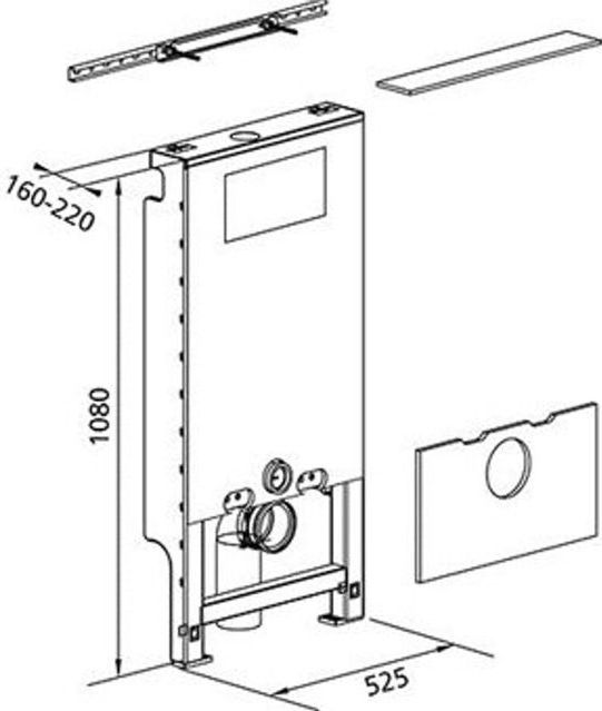 Burda - Santro - Toiletreservoir - Geberit Inbouwreservoir UP320 - Zelfdragend 108cm
