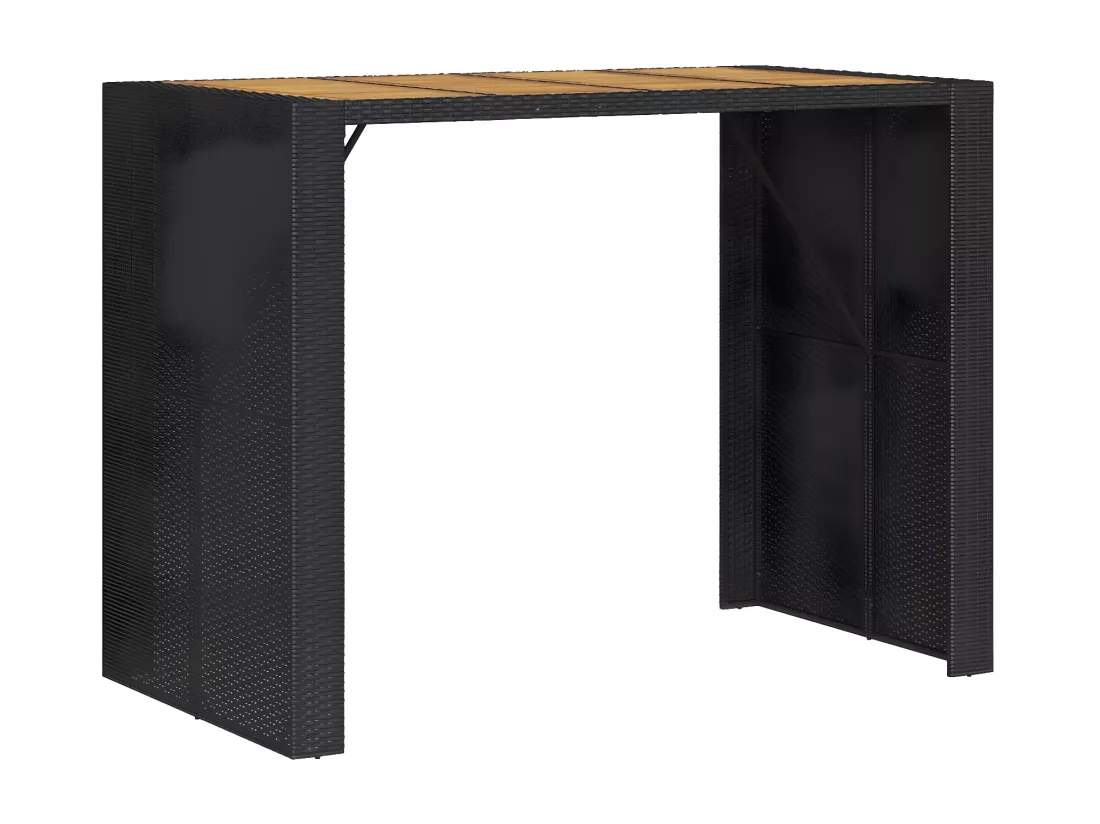 Prolenta Premium - Table de bar de jardin et dessus en bois acacia résine tressée