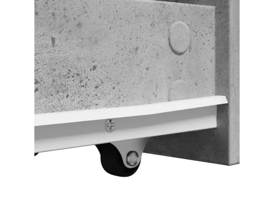 Armoire de salle de bain étroite avec roulettes gris béton
