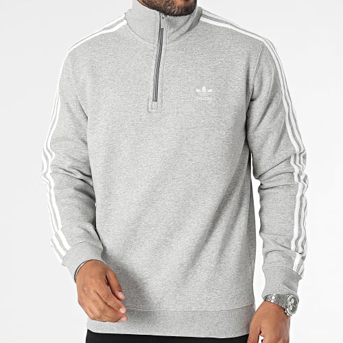 Sweat Zippé A Bandes 3 Stripes IL2497 Gris Chiné
