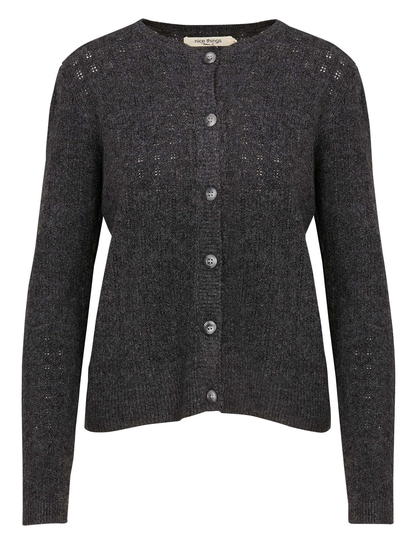 Gilet droit à col rond | Gris