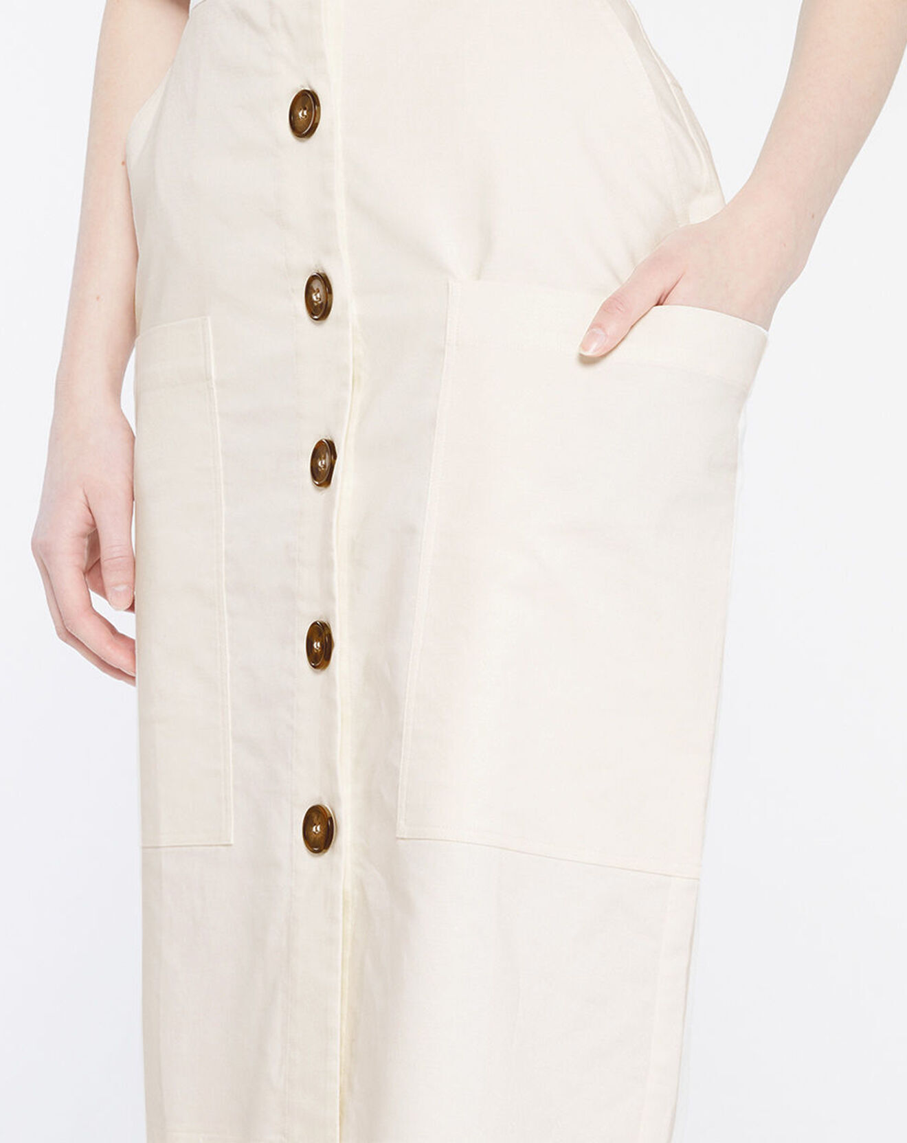 Galeries Lafayette Jupe droite Cacao Twill écrue
