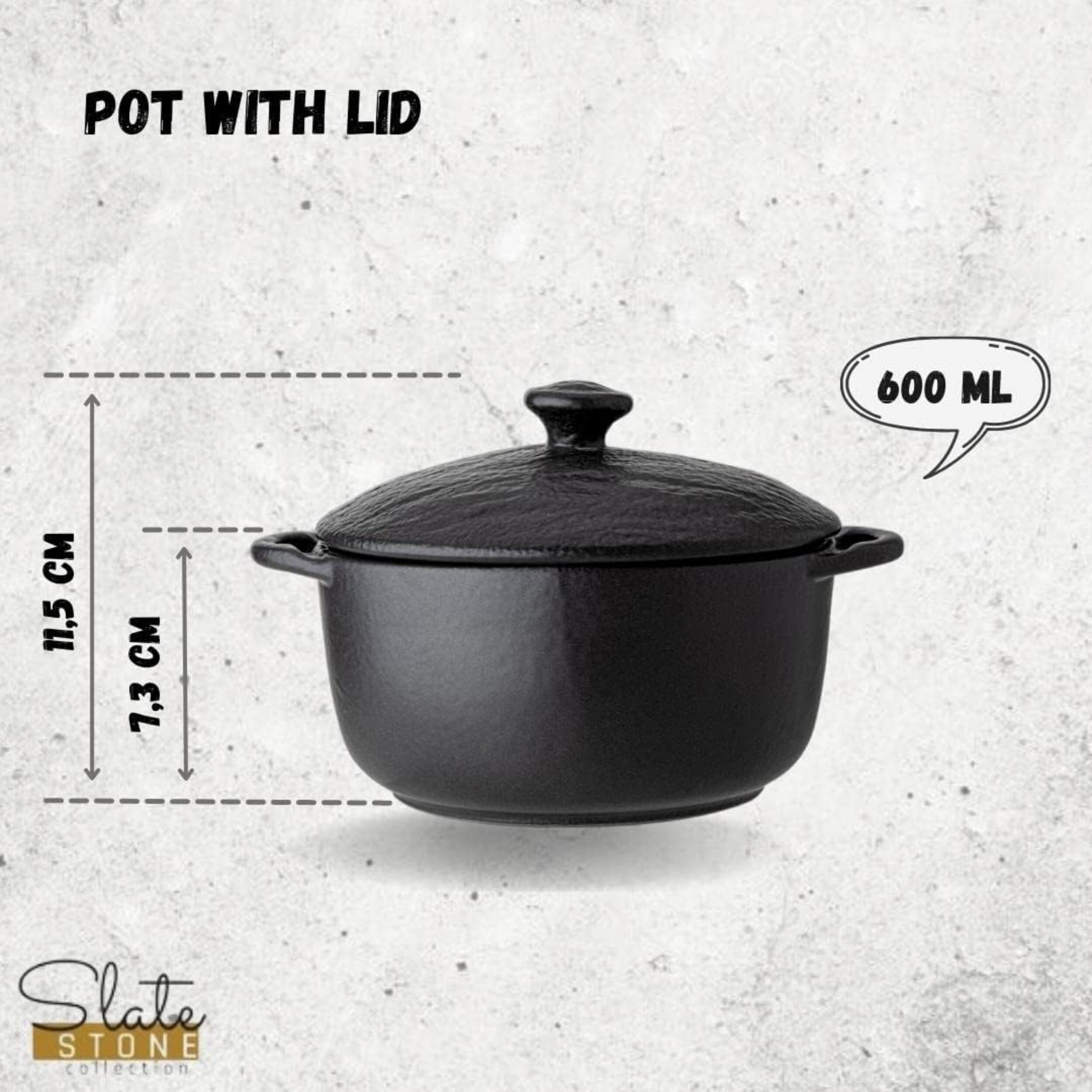 Porzellantopf mit Deckel | 600 ml | Schmortopf aus Porzellan |