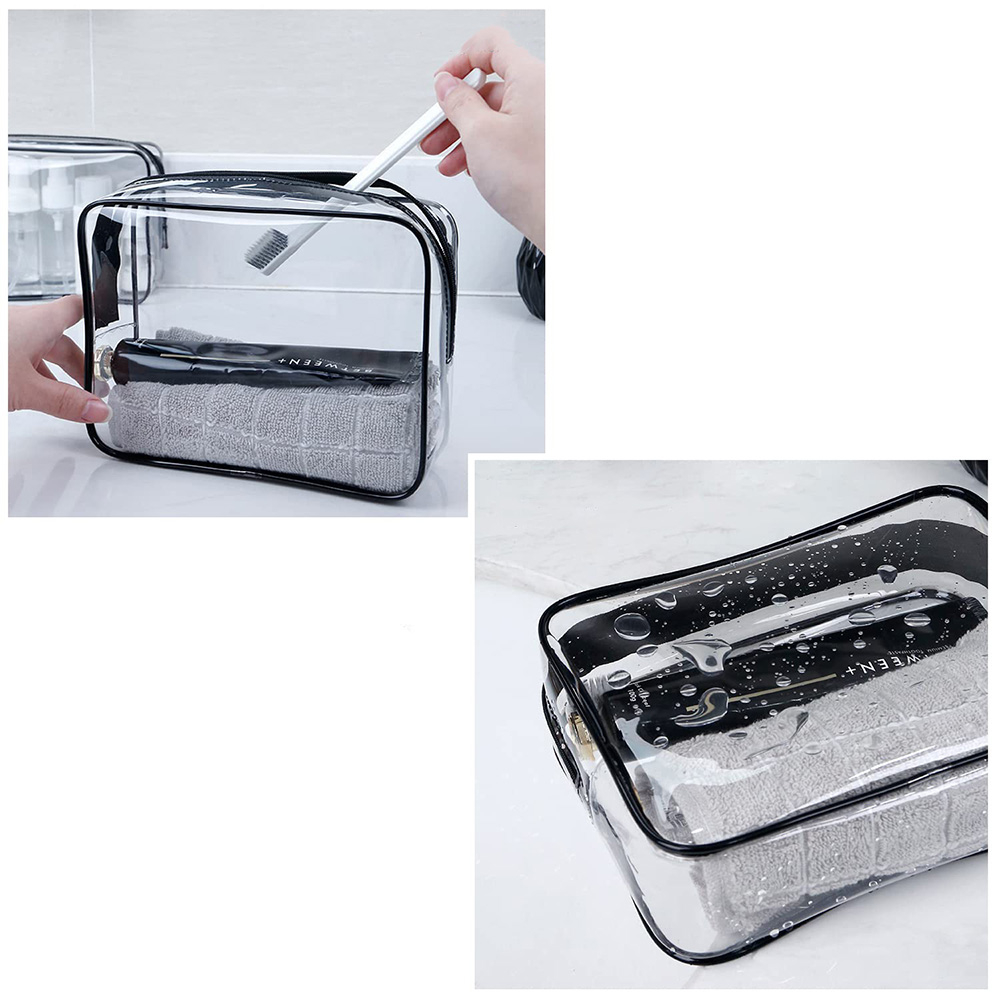 (205x150mm) Kosmetik Reise Necessaire Tasche Organizer Bag mit Reissverschluss - Transparent / Grau