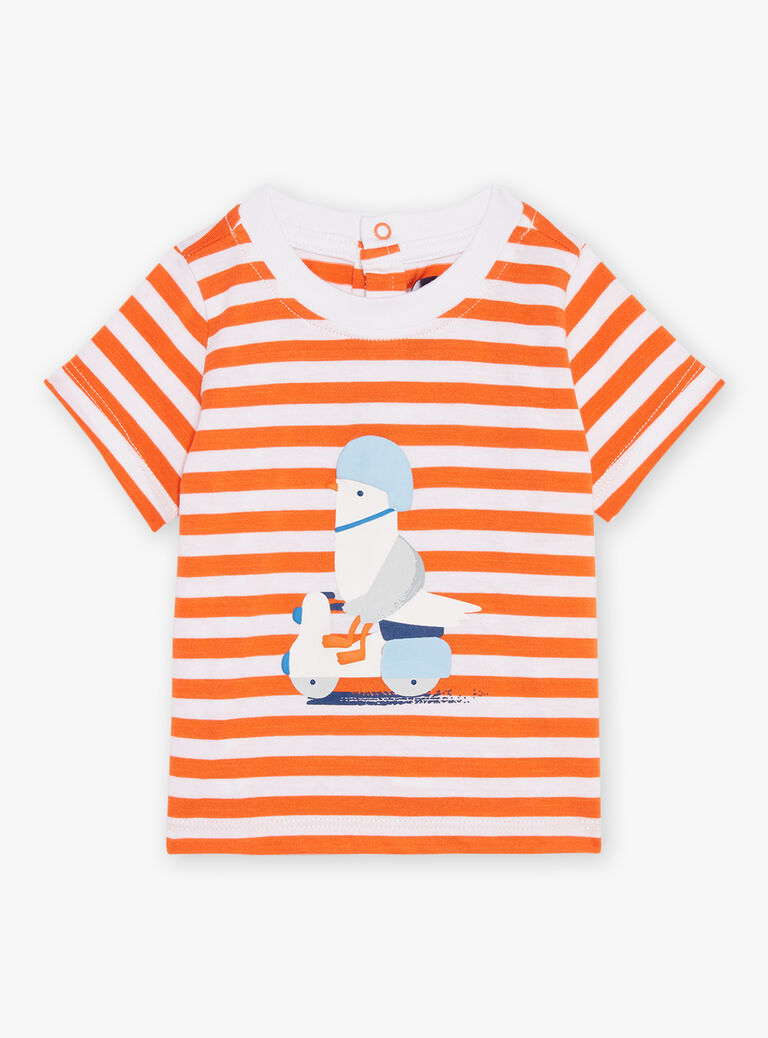 T-shirt papaye à imprimé à rayures