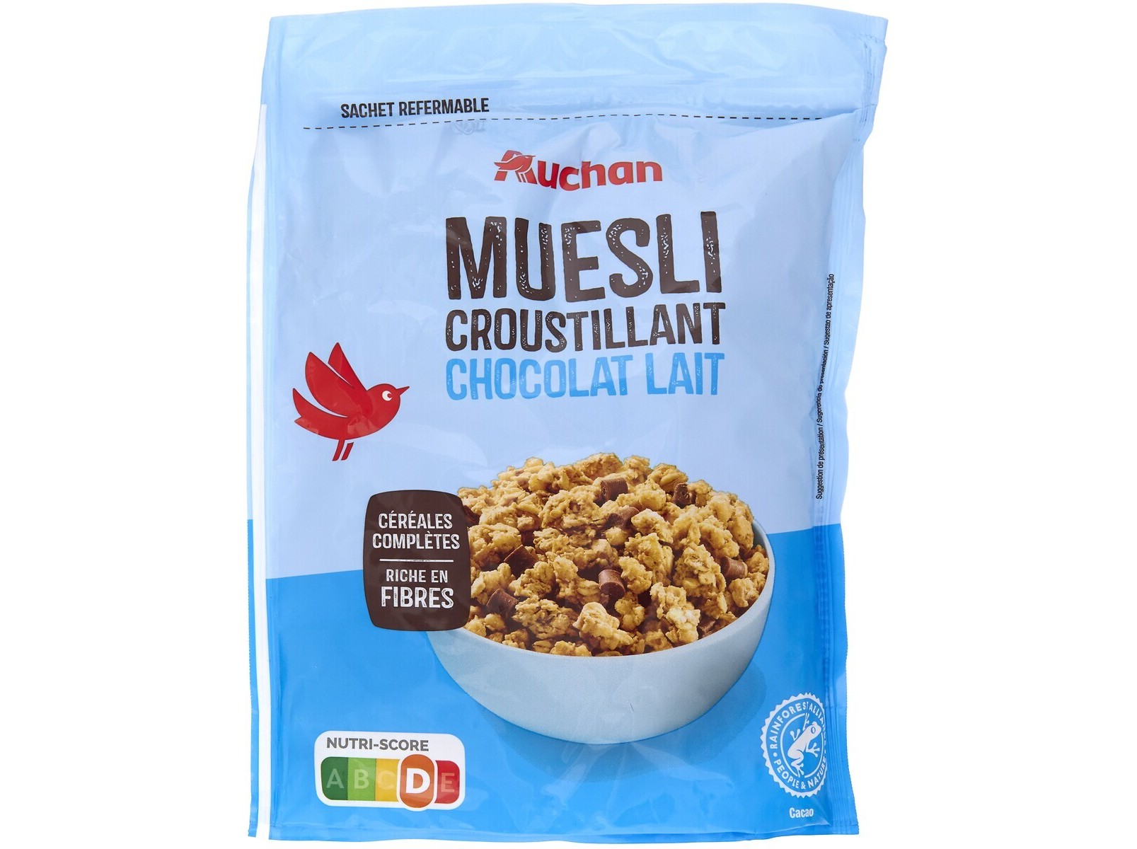 CEREAIS AUCHAN MUESLI CHOCOLATE DE LEITE 450G