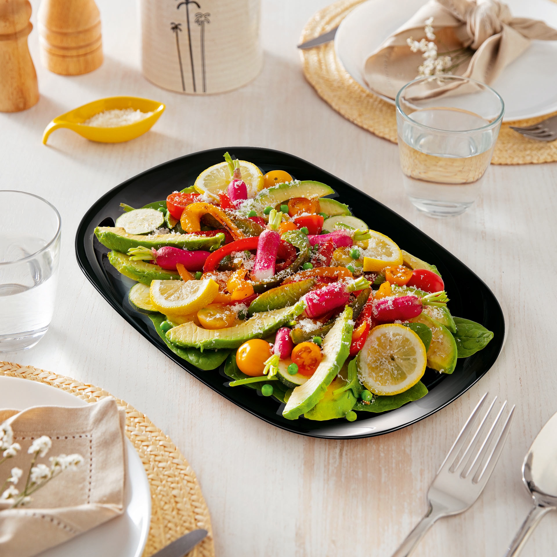 CreaTable Grillteller ITALIEN PARTY 34 cm Glas schwarz