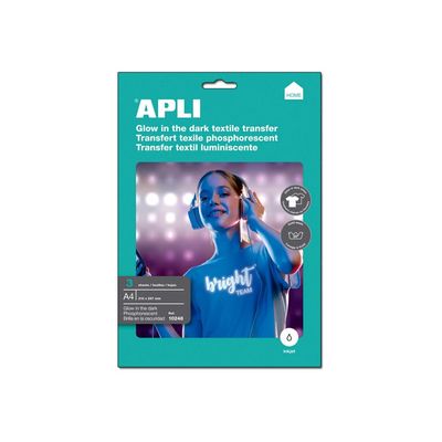 Apli Home - Papier transfert phosphorescent sur textile - 8 feuilles A4