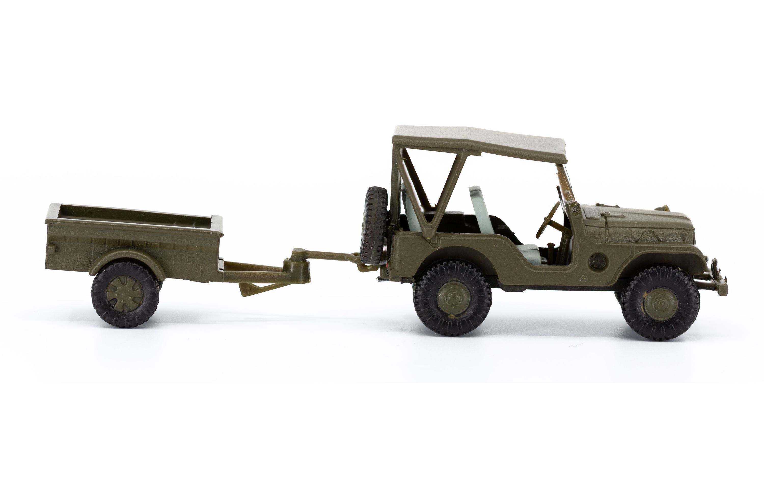 Willys M38A1 Armee Jeep mit Aebi Gelpw Anhänger 68 1:87H0 Jeep Militärmodell