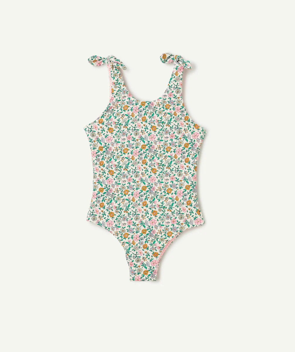 MAILLOT DE BAIN 1 PIÈCE RÉVERSIBLE FILLE EN FIBRES RECYCLÉES AVEC IMPRIMÉS