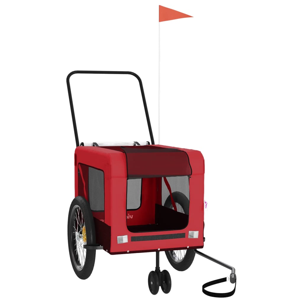 vidaXL Pet Bicycle Trailer Iron Oxford Cloth Vermelho Preto