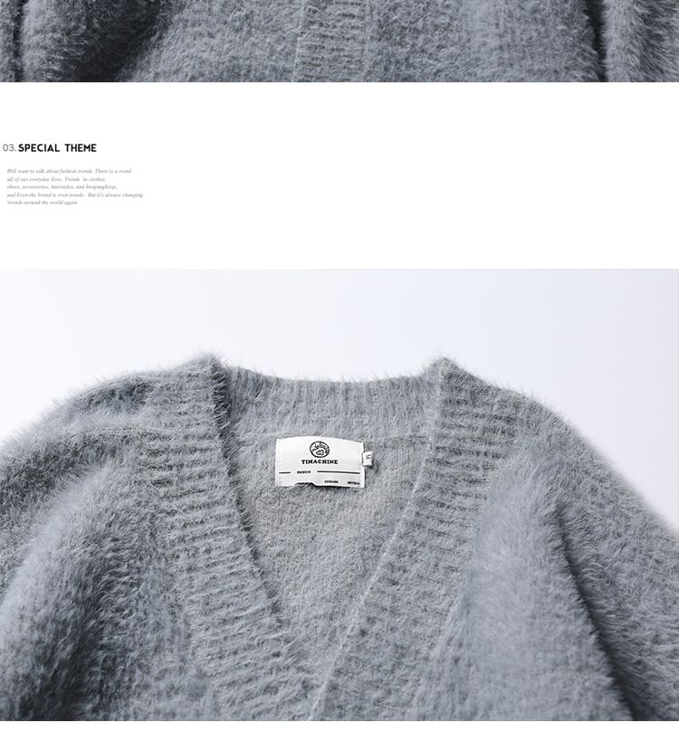 Shineon Studio - V-hals effen pluizig vest