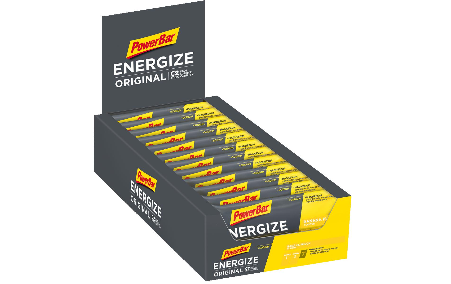 Riegel Energize BananeRiegel mit C2Max Dual Source Carb Mix, 15 Stk. à 55 g pro Box