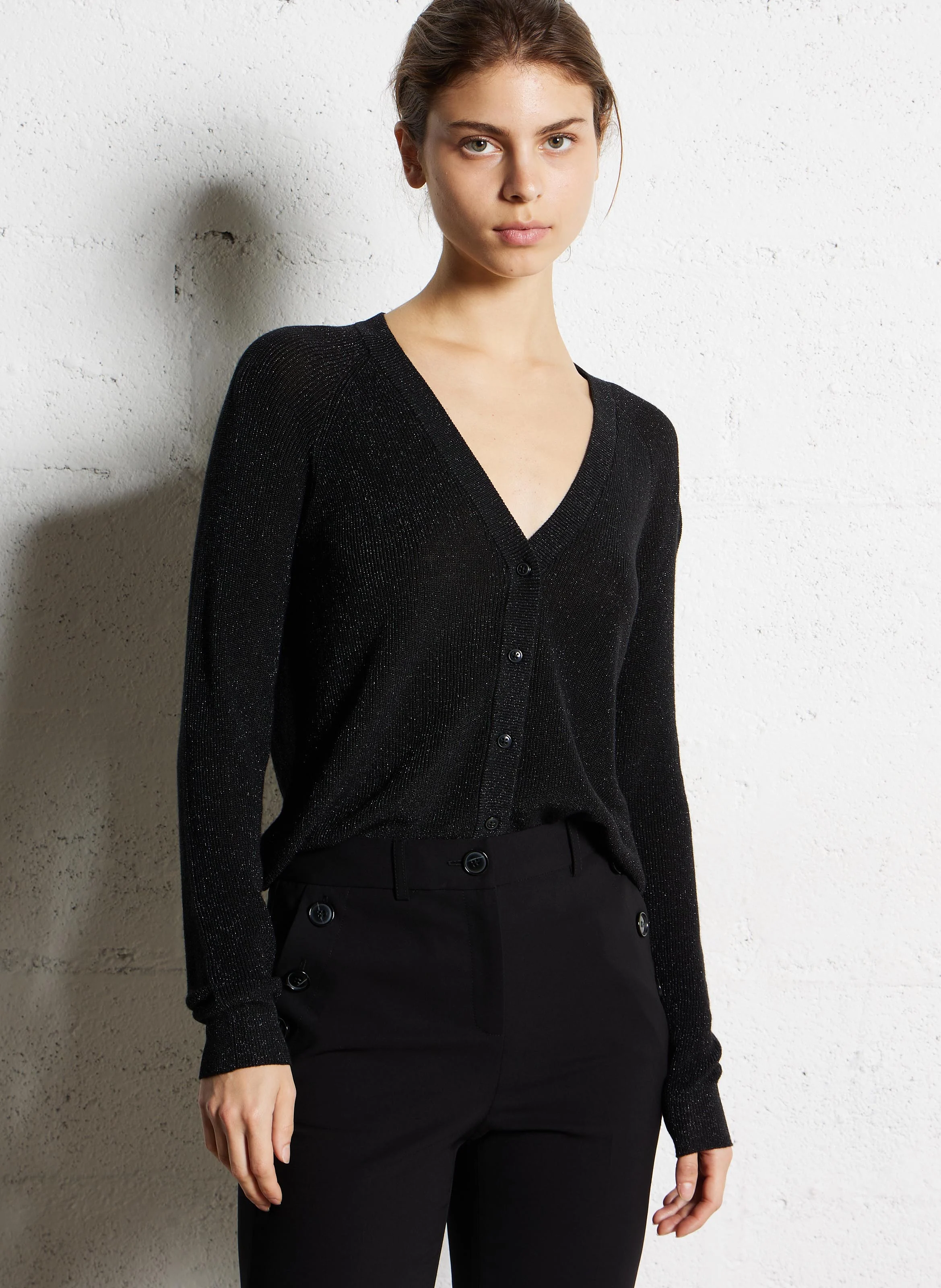 GILY - Gilet droit à col V | Noir