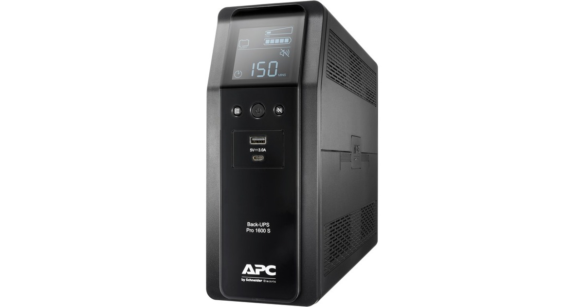 APCBack-UPS PRO BR1600SI - Noodstroomvoeding ups  (Zwart, 8x C13 uitgang, 2x USB charger (type A & C), 1600VA, USB dataport)