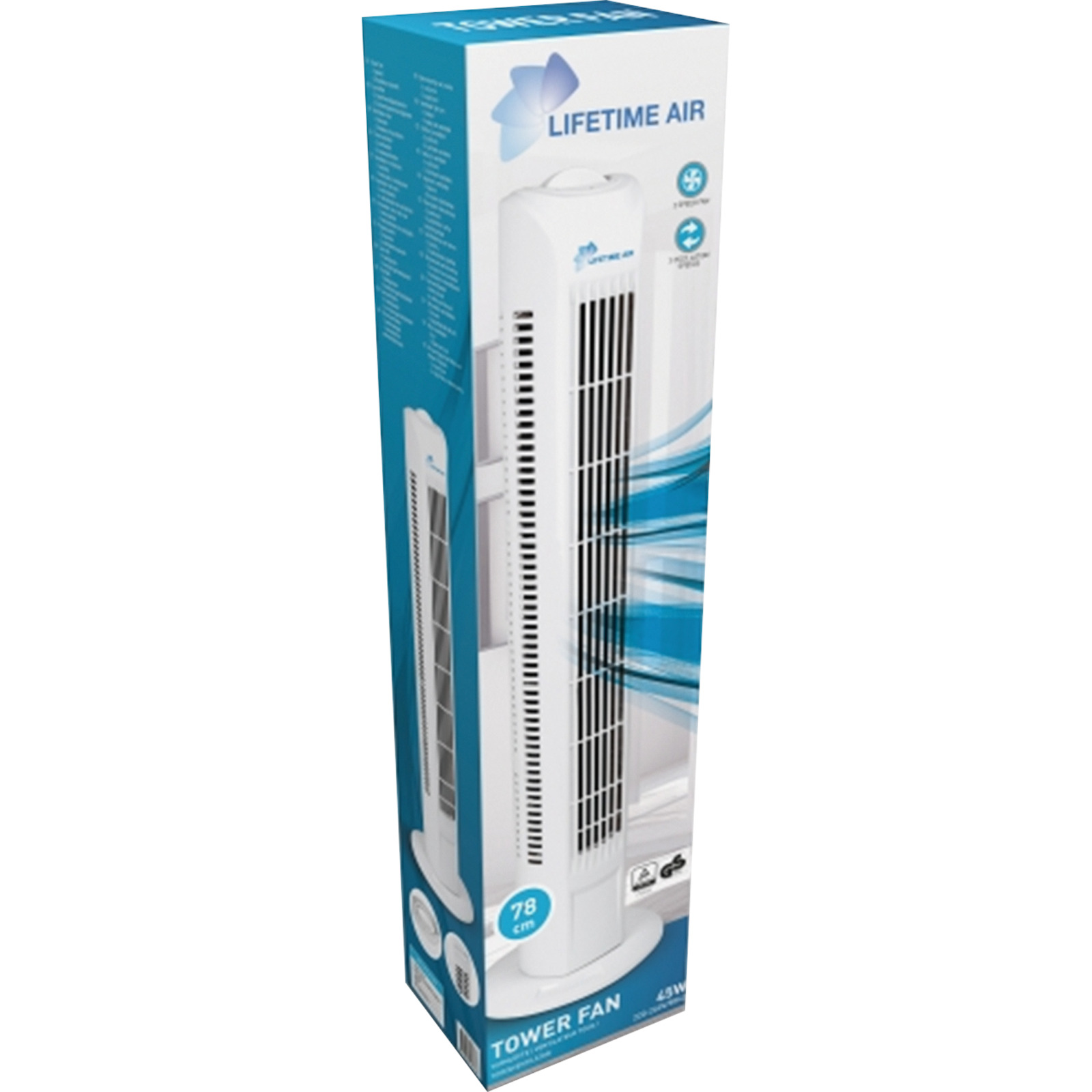LIFETIME Fan Tower Ventilator weiss 78cm