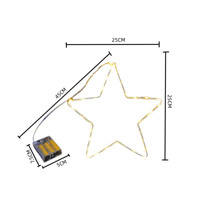 (25x25cm) Weihnachts LED Deko Licht Stern Hängelampe (Batteriebetrieben) - Warmweiss