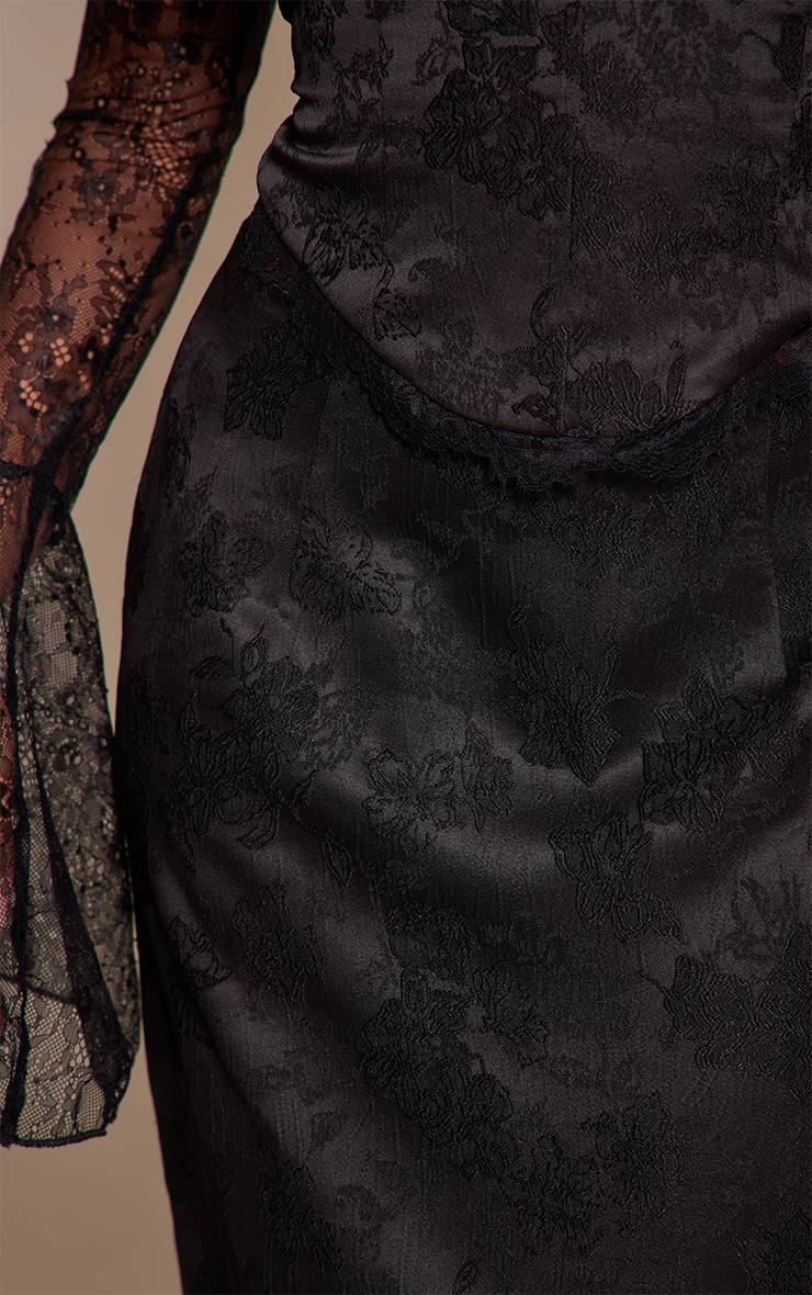 Noir Jupe Maxi En Satin Shape