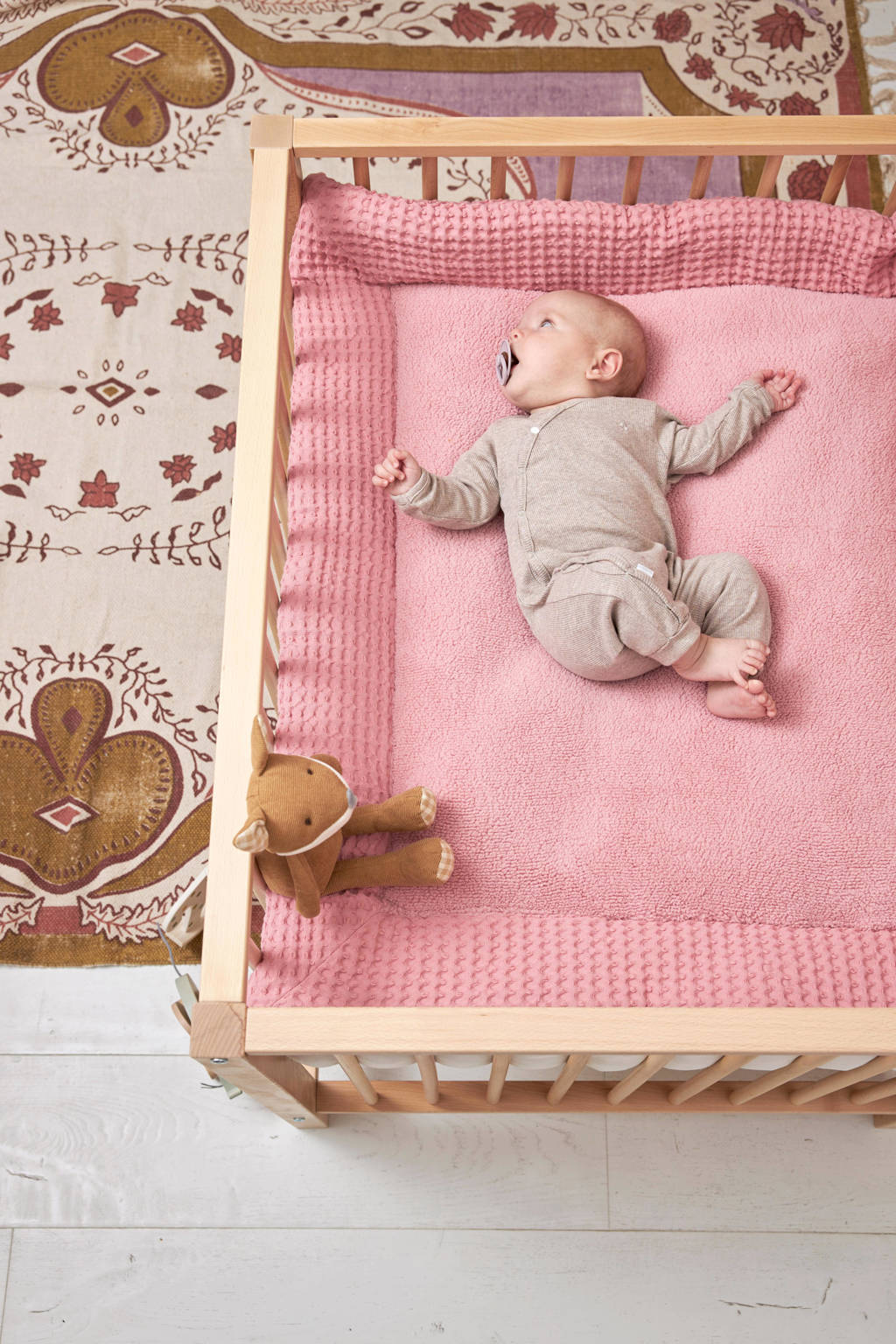 teddy boxkleed Wafel old pink