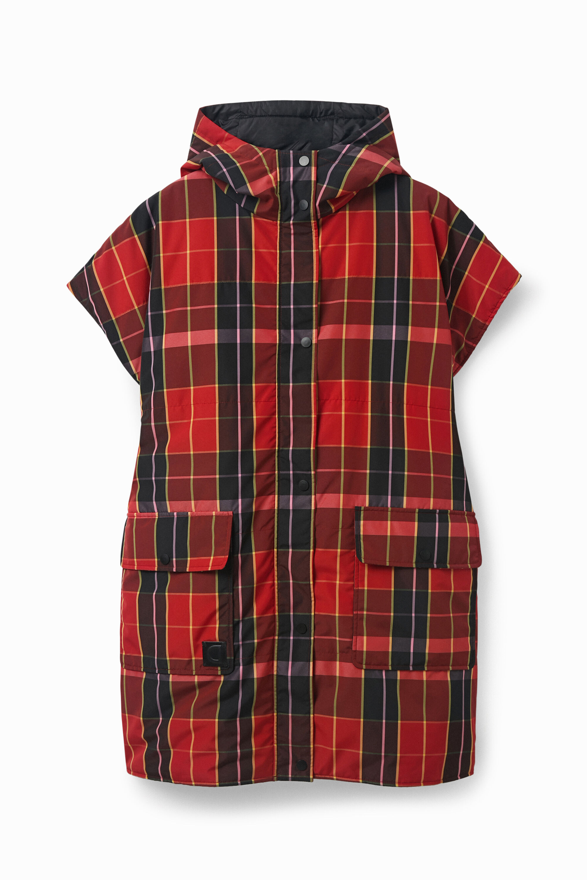 colete poncho xadrez