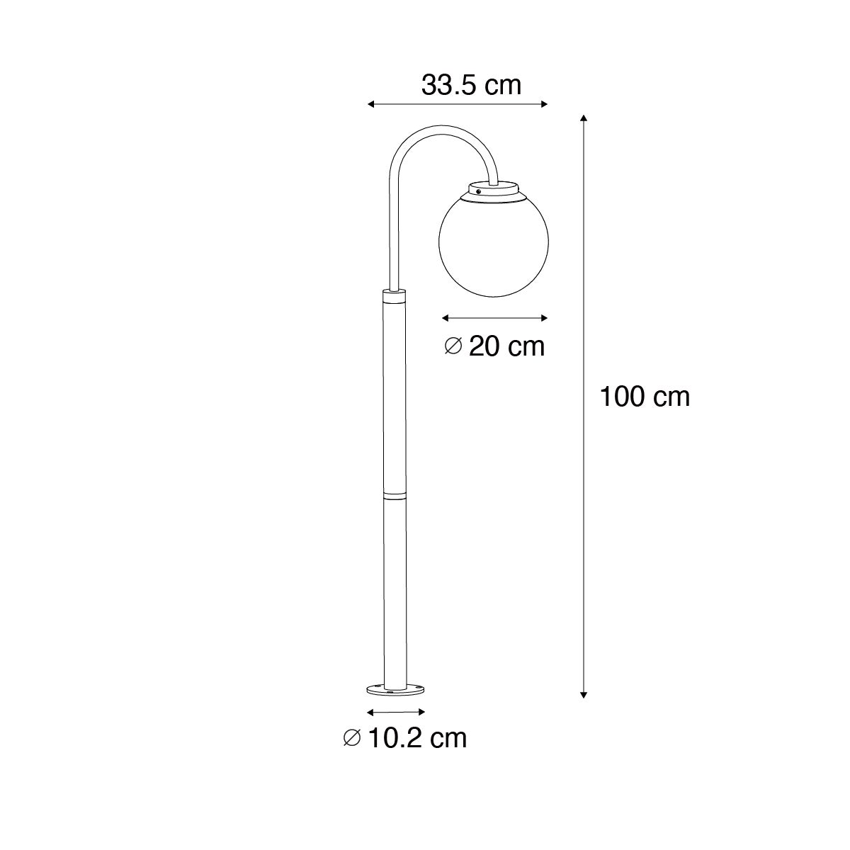 Moderne lantaarn zwart met helder glas 100 cm IP44 - Sfera