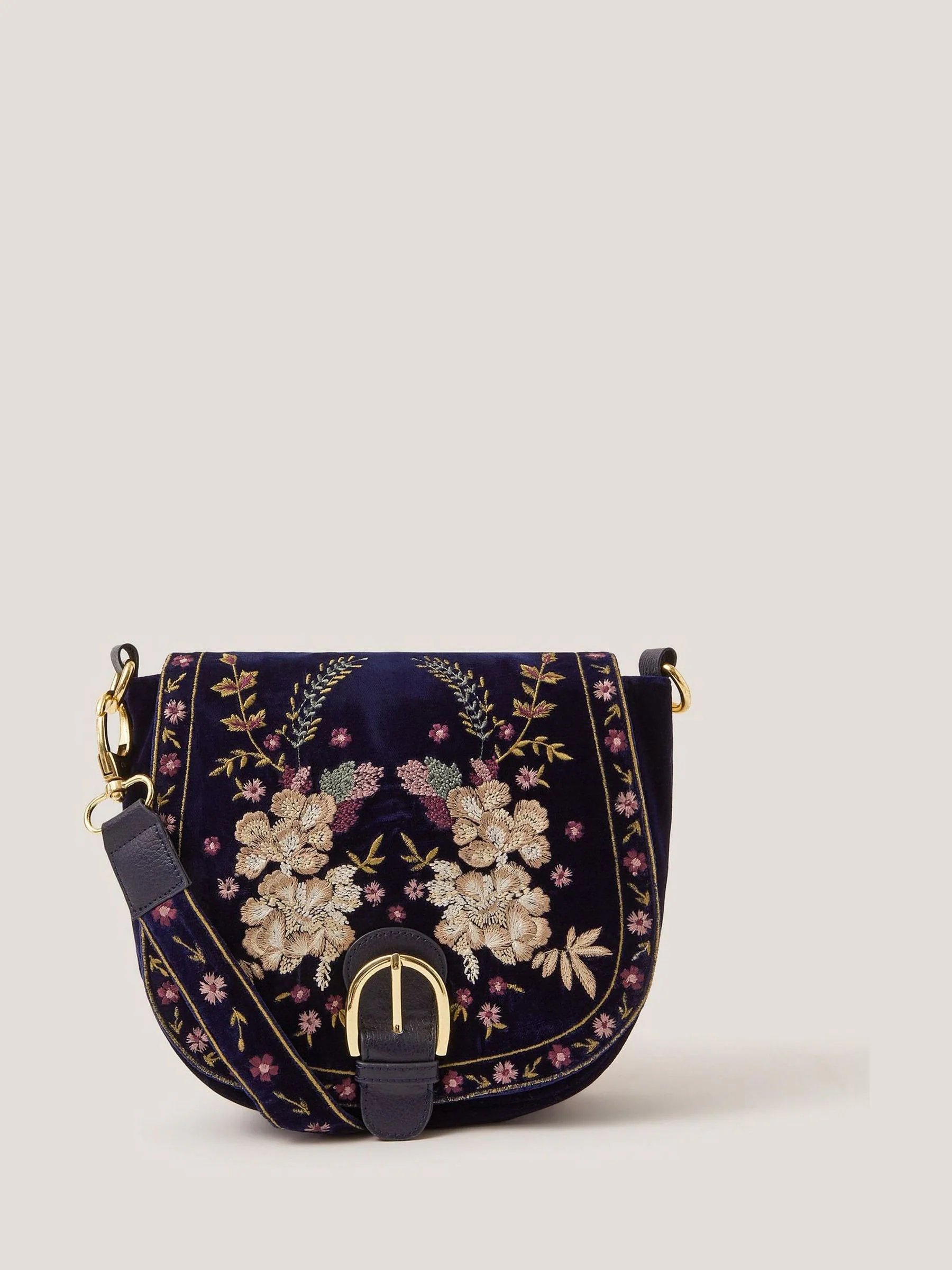 Monsoon Fallon Floral Embroidered Satchel Crossbody Bag