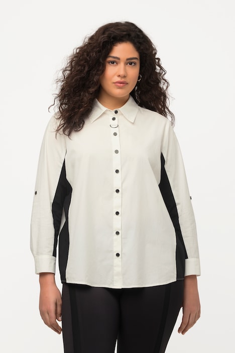 Hemdbluse, farbige Einsätze, Hemdkragen, Langarm