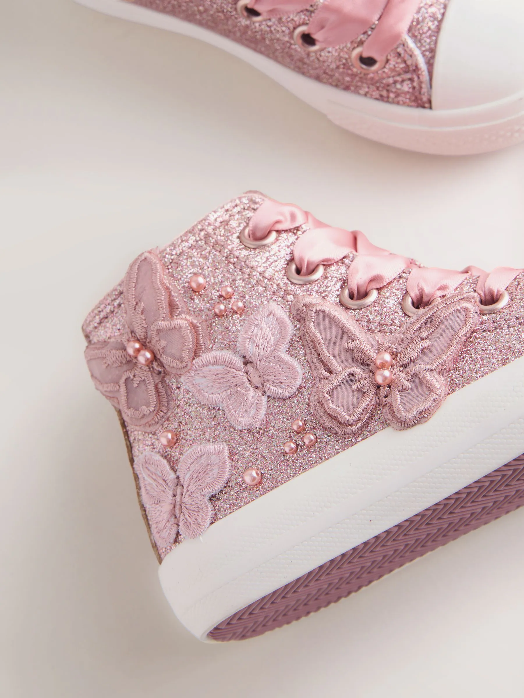 Roze met glittervlinderprint - High Top Trainer