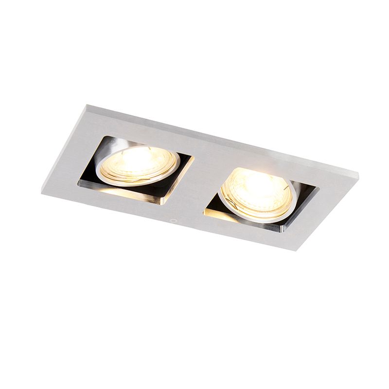 Inbouwspot aluminium rechthoekig 2-lichts - Qure