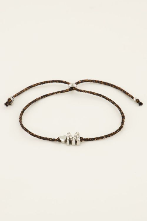 Zwarte initial armband