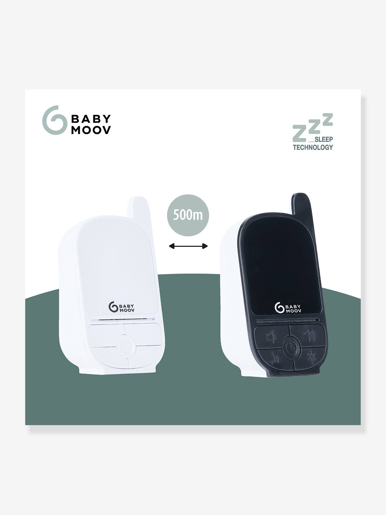 Monitor de bebê BABYMOOV Handy Care, preto claro, liso com estampas