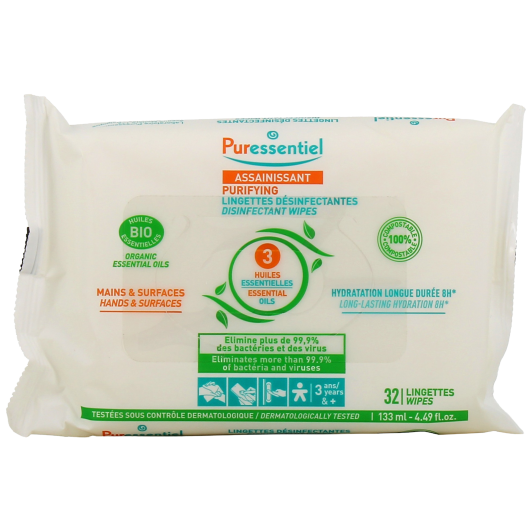 Puressentiel lingettes désinfectantes mains et surfaces